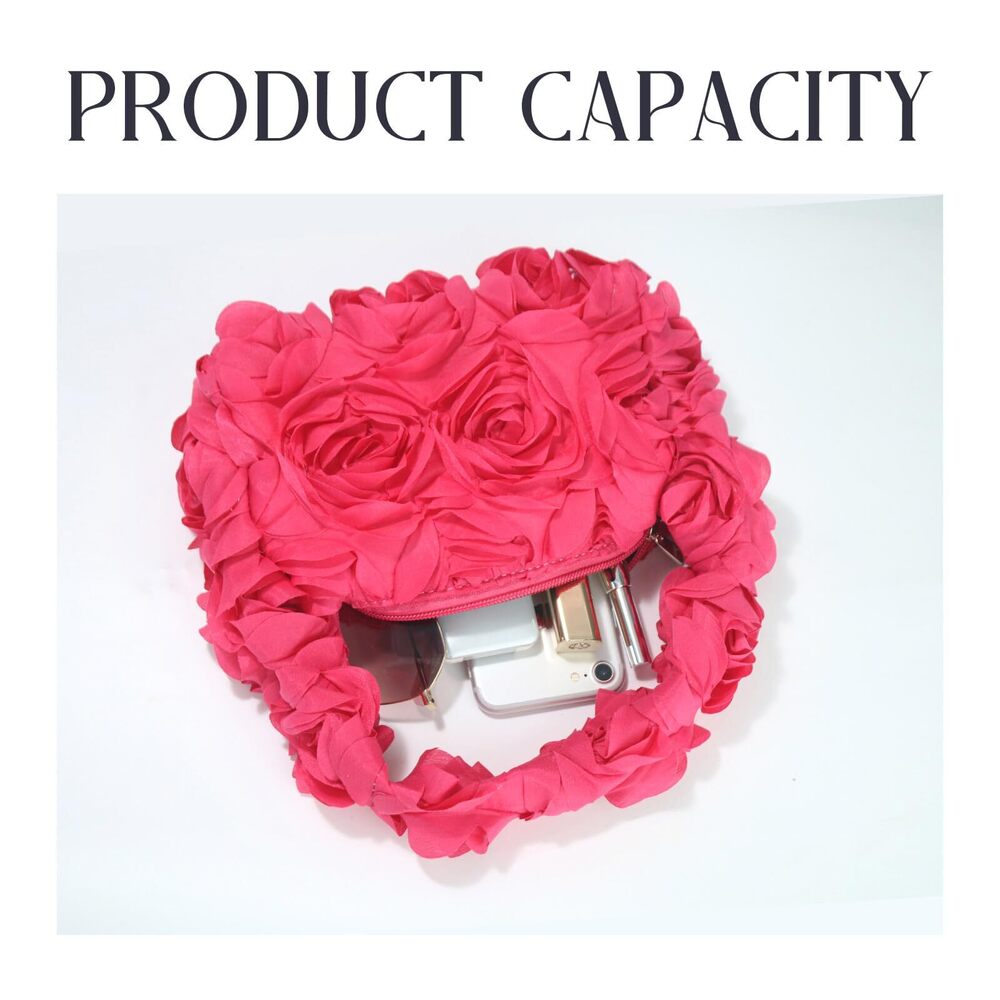 7283 Small Floral Top-Handle Handbags , Mini 3D Flower Evening Bag Elegant - Picture 4 of 6